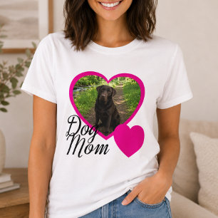 Hundemama Schrift Rosa Herz Foto Weiß T-Shirt
