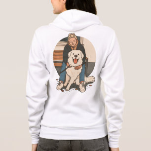 Hundemama umarmt flauschigen Welpen Süßer Haustier Hoodie