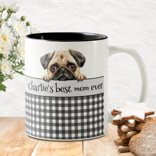 Hundemama Wasserfarbe Mops Maßanfertigung Zweifarbige Tasse
