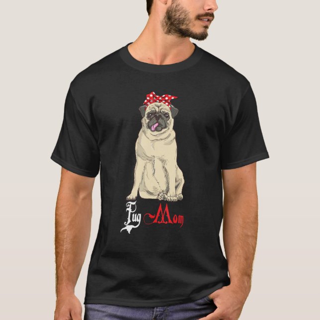 Hundemama Welpenmutter Mops T-Shirt (Vorderseite)
