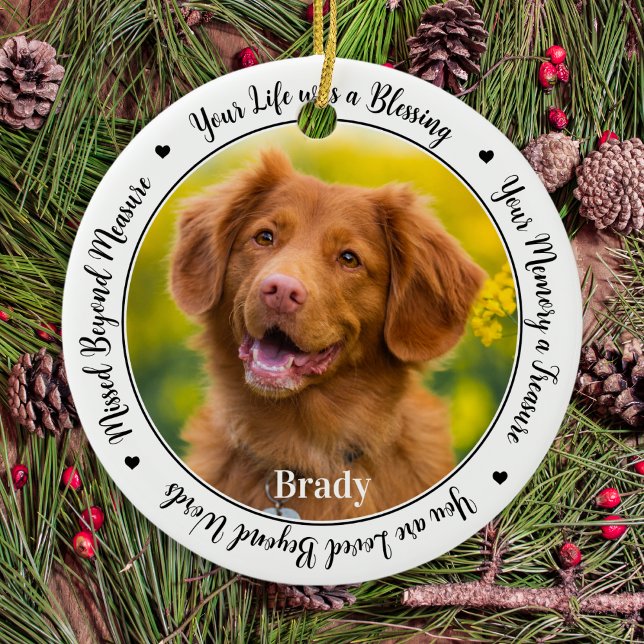 Hundememorial Personalisieren Sie 2 Foto Pet Loss  Keramik Ornament (Von Creator hochgeladen)