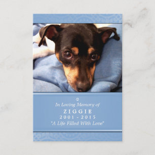 Hundememorialkarte 3.5" x 5" - hellblaues Foto Einladung