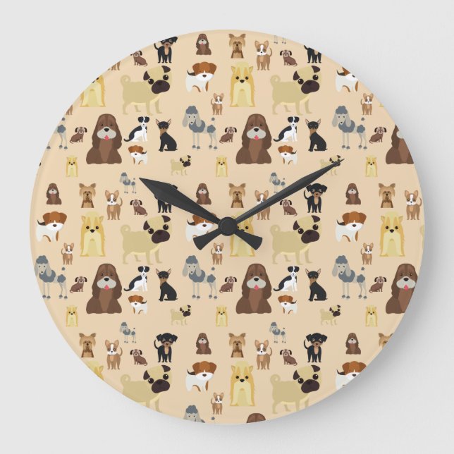 Hundemuster Große Wanduhr (Vorderseite)