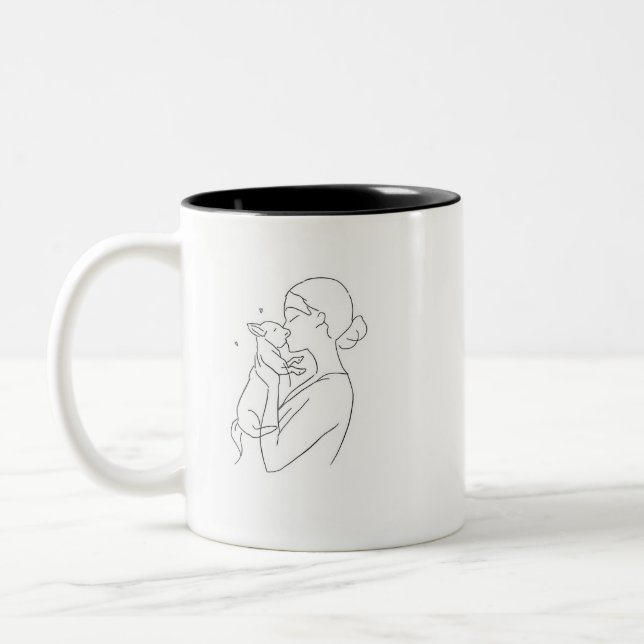 Hundemutter-Geschenk Kaffeetasse Minimalistische S (Links)