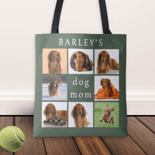 Hundemutter Haustier-Fotocollage Grün Personalisie Tasche