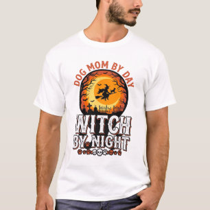 Hundemutter Hexe bei Nacht Vintage-Halloween-Shirt T-Shirt