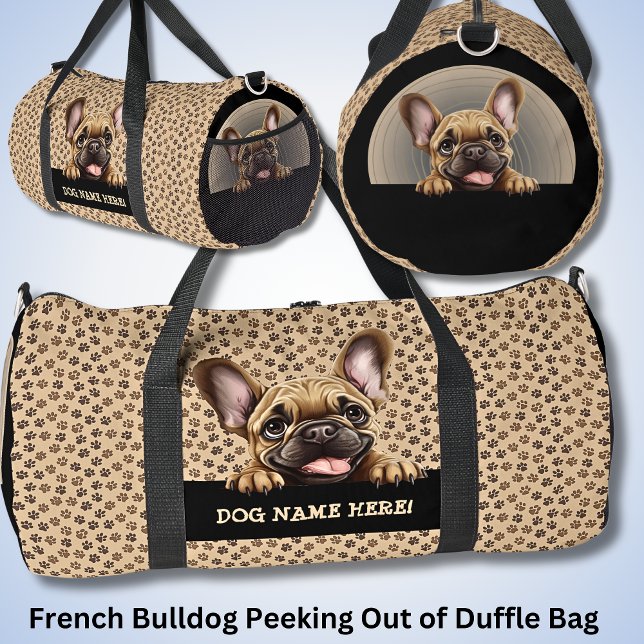 Hundename oder Ihr Name, Französischer Bulldog + P Duffle Bag (Von Creator hochgeladen)