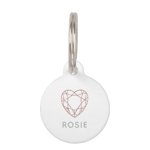 Hundenmarke Rose goldenes geometrisches Glitzer Haustiermarke