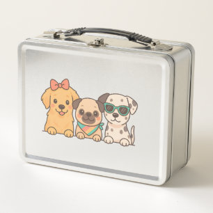 Hundepals - Süßes Trio von Hunden im Pastellstil Metall Brotdose