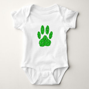 Hundepapierdrucke auf grünen Folien Baby Strampler