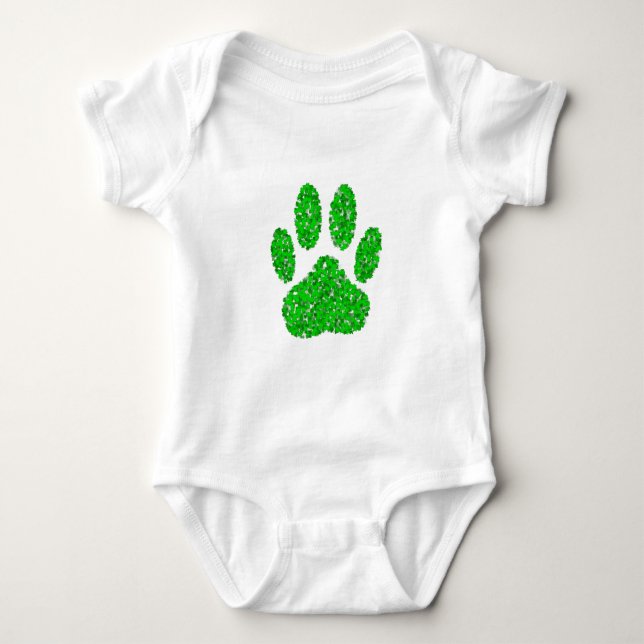 Hundepapierdrucke auf grünen Folien Baby Strampler (Vorderseite)