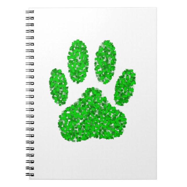 Hundepapierdrucke auf grünen Folien Notizblock (Vorderseite)