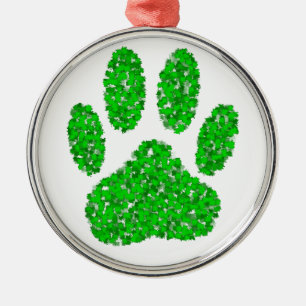 Hundepapierdrucke auf grünen Folien Silbernes Ornament