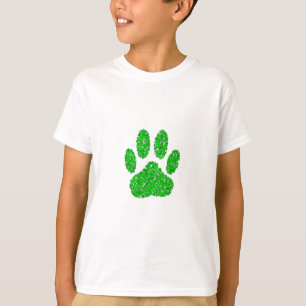 Hundepapierdrucke auf grünen Folien T-Shirt