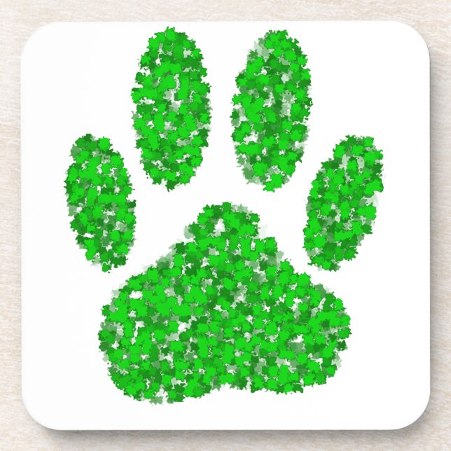 Hundepapierdrucke auf grünen Folien Untersetzer (Vorderseite)
