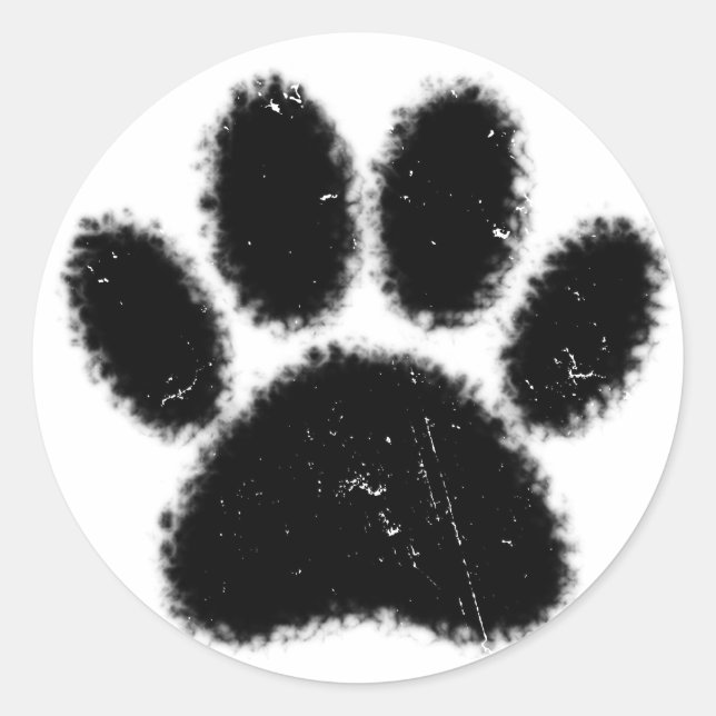 Hundepapierdrucke mit starkem und gestörtem Druck Runder Aufkleber (Vorderseite)