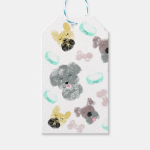 Hundeparty-Kritzeleien Rosa Blau Geschenkanhänger