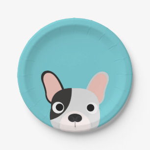 Hundeparty Türkis Bulldogge Abendessen Pappteller