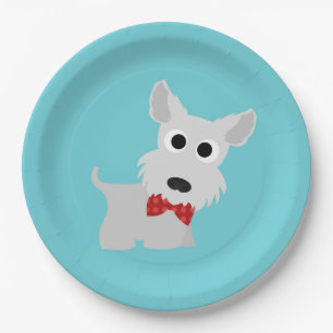 HundeParty-Türkis Westie Abendessen-Papier-Teller Pappteller