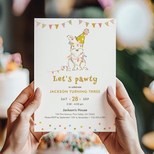Hundeparty zum 3. Geburtstag eines Kindes mit Hund Einladung