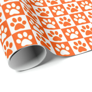 Hundepaw bedruckt orange und weiß geschenkpapier