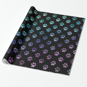 Hundepaw drucken Grün Blau Lila Rainbow Black Geschenkpapier