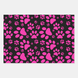 Hundepaw-Druckmuster| Rosa Geschenkpapier Set