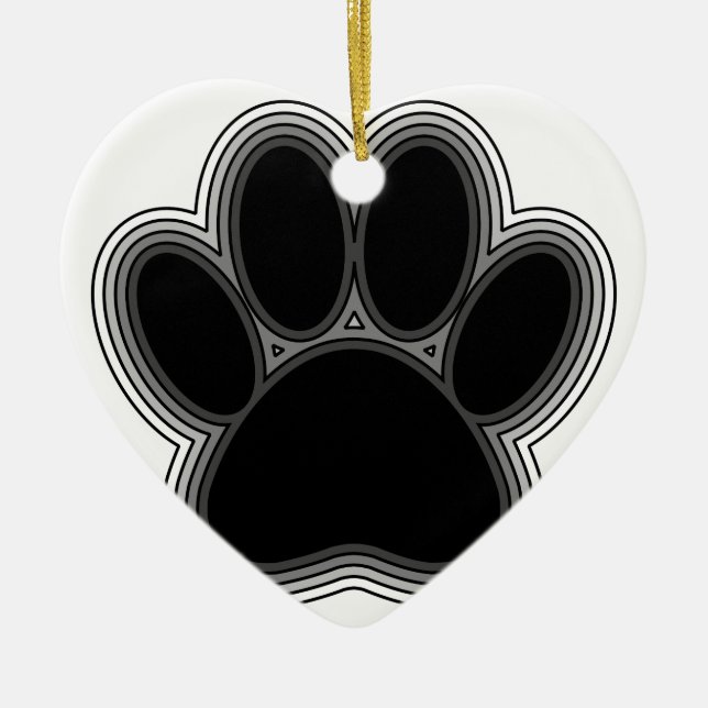 Hundepaw mit Konturen Keramik Ornament (Vorne)