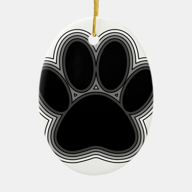 Hundepaw mit Konturen Keramikornament (Vorne)