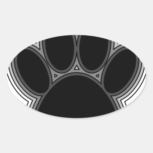 Hundepaw mit Konturen Ovaler Aufkleber (Vorderseite)