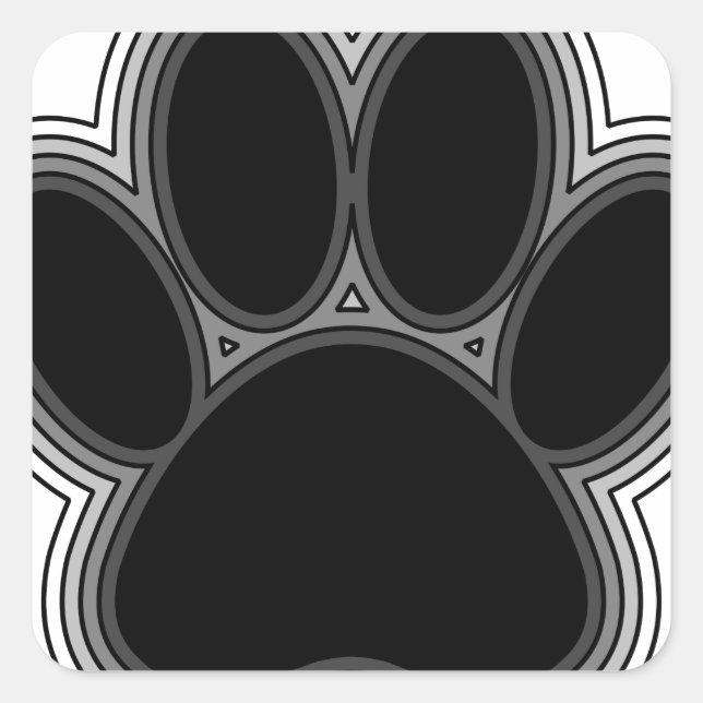 Hundepaw mit Konturen Quadratischer Aufkleber (Vorderseite)