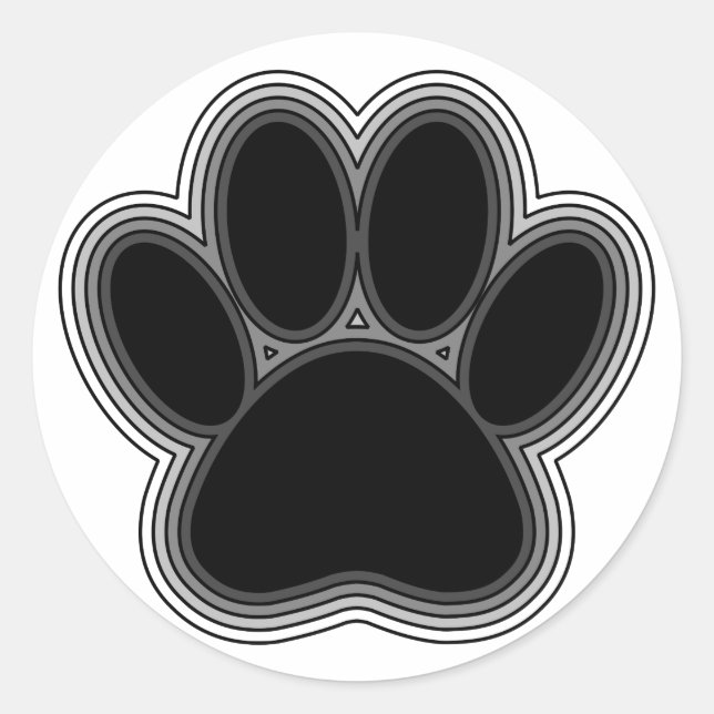 Hundepaw mit Konturen Runder Aufkleber (Vorderseite)
