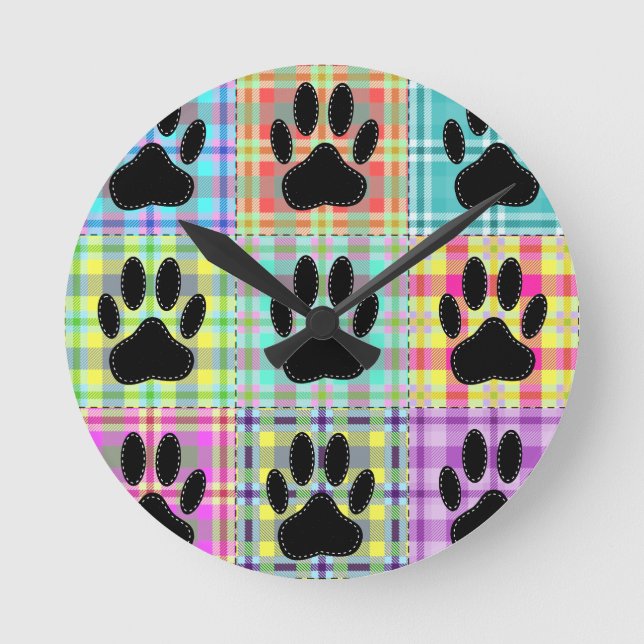 Hundepaw-Muster Runde Wanduhr (Vorderseite)
