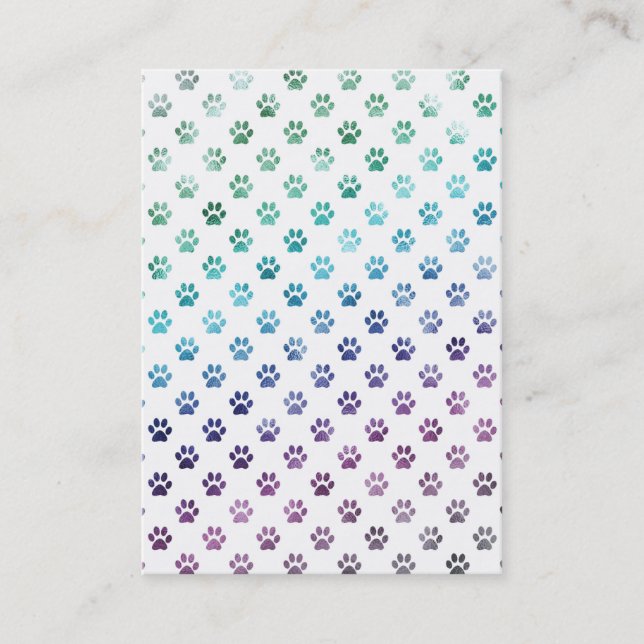 Hundepaw Print Green Blue Lila Rainbow White Visitenkarte (Vorderseite)