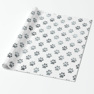 Hundepaw Print Silver Graue, weiße metallische Im Geschenkpapier