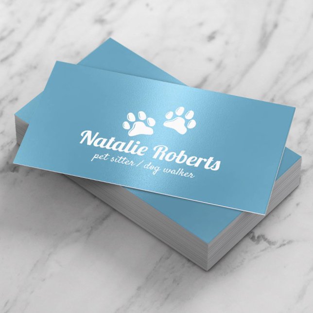 Hundepaws-Logo für Haustiere Modernes Blau Visitenkarte (Von Creator hochgeladen)