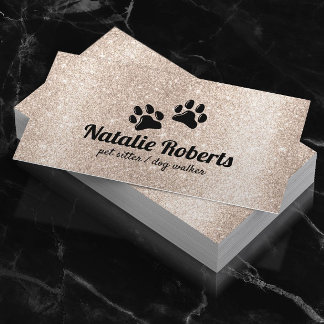 Hundepaws-Logo Moderner Gold-Glitzer Visitenkarte