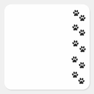 Hundepaws, Spuren, Paw-Drucke - Schwarz Quadratischer Aufkleber
