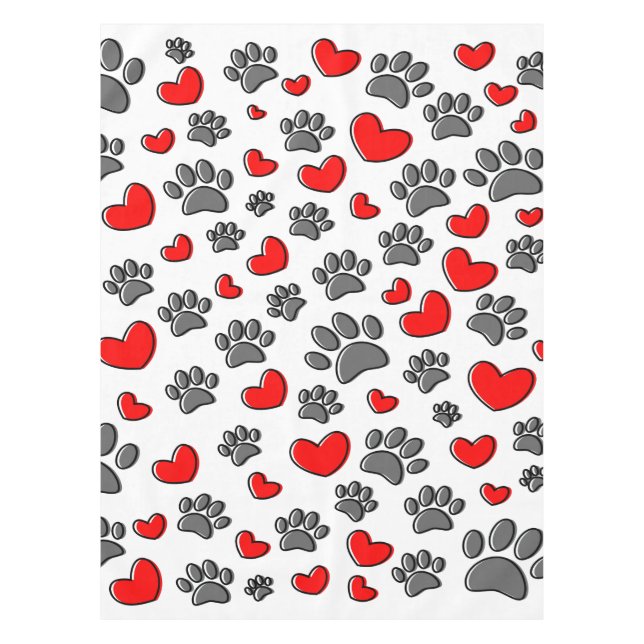 Hundepaws und Herzstücke Tischdecke (Vorderseite)