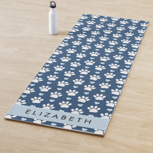 Hundepaws, weiße Paws, blaue Herzen, Ihr Name Yogamatte