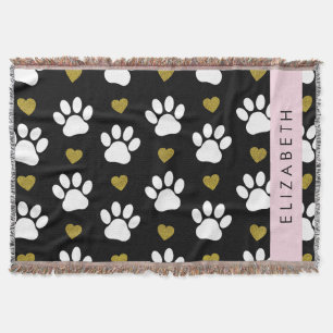 Hundepaws, weiße Paws, goldene Herzen, Ihr Name Decke