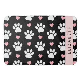 Hundepaws, weiße Paws, rosa Herzen, Ihr Name Badematte