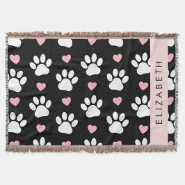 Hundepaws, weiße Paws, rosa Herzen, Ihr Name Decke