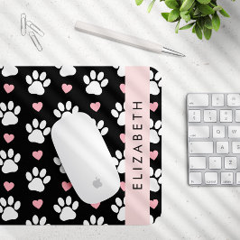 Hundepaws, weiße Paws, rosa Herzen, Ihr Name Mousepad