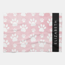 Hundepaws, weiße Paws, rosa Wasserfarben, Ihr Name