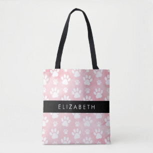 Hundepaws, weiße Paws, rosa Wasserfarben, Ihr Name Tasche