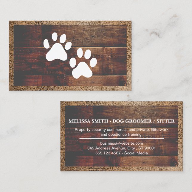 Hundepaws | Wood Business Card Visitenkarte (Vorne/Hinten)