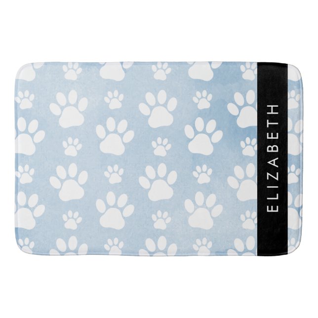 Hundepfähle, weiße Paws, blaue Wasserfarben, Ihr N Badematte (Vorderseite)