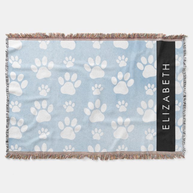 Hundepfähle, weiße Paws, blaue Wasserfarben, Ihr N Decke (Vorderseite)