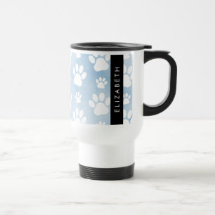 Hundepfähle, weiße Paws, blaue Wasserfarben, Ihr N Reisebecher